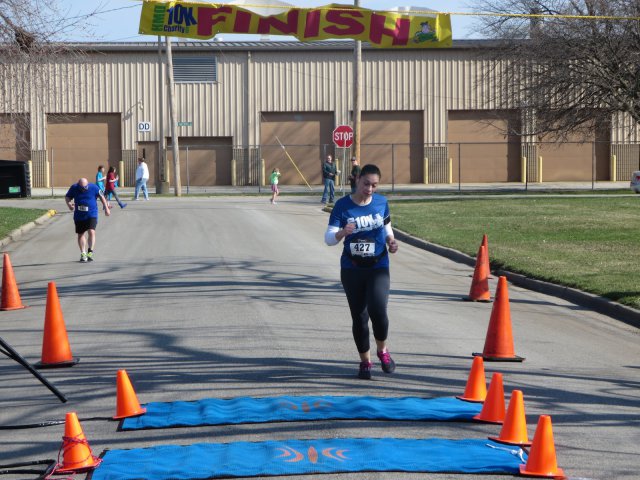 A finish area scene as it happened in Hammond at the 10k/5k Charity Run.
