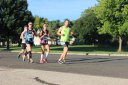 Front of the pack on Indian Mound Parkway before mile 1