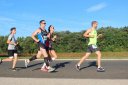 Front of the pack on Indian Mound Parkway before mile 1