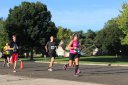 Just behind the front of the pack on Indian Mound Parkway before mile 1