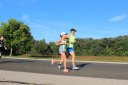 Just behind the front of the pack on Indian Mound Parkway before mile 1