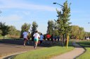 Just behind the front of the pack on Indian Mound Parkway before mile 1