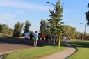 Just behind the front of the pack on Indian Mound Parkway before mile 1