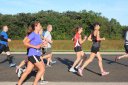Middle of the pack on Indian Mound Parkway before mile 1