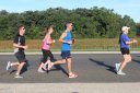 Middle of the pack on Indian Mound Parkway before mile 1