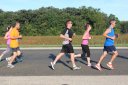 Middle of the pack on Indian Mound Parkway before mile 1