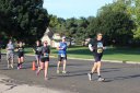 Middle of the pack on Indian Mound Parkway before mile 1