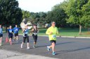 Haing fun just behind the middle of the pack on Indian Mound Parkway before mile 1