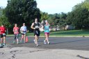 Haing fun just behind the middle of the pack on Indian Mound Parkway before mile 1
