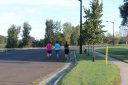 Haing fun just behind the middle of the pack on Indian Mound Parkway before mile 1