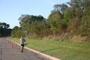 Just behind the lead pack 2.5 miles into race on University/Schwaeger Dr