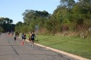 Not to far behind the front of the pack 2.5 miles into race on University/Schwaeger Dr