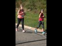 Looking strong & having fun, 2.5 miles into race on University/Schwaeger Dr