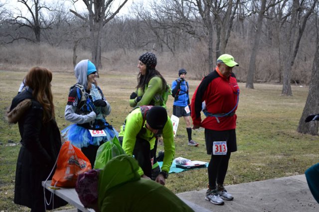 Pre-race Gathering at Palos Park Woods-North : Laurel Childress