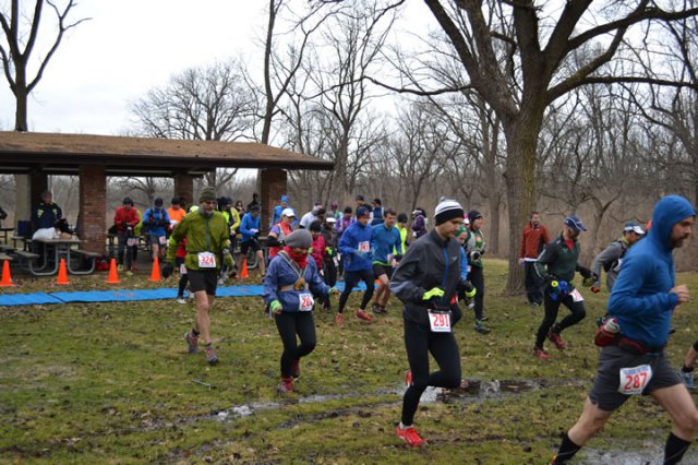 And They're Off... 50-Km Runners Depart Palos Park Woods-North : Laurel Childress
